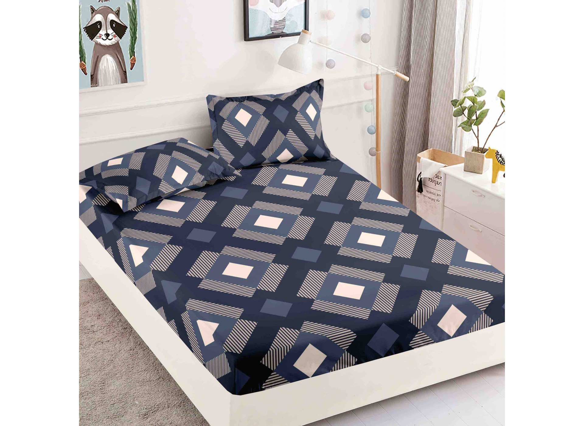 Husa de pat cu elastic pentru saltea + 2 fete de perna HFJ326
