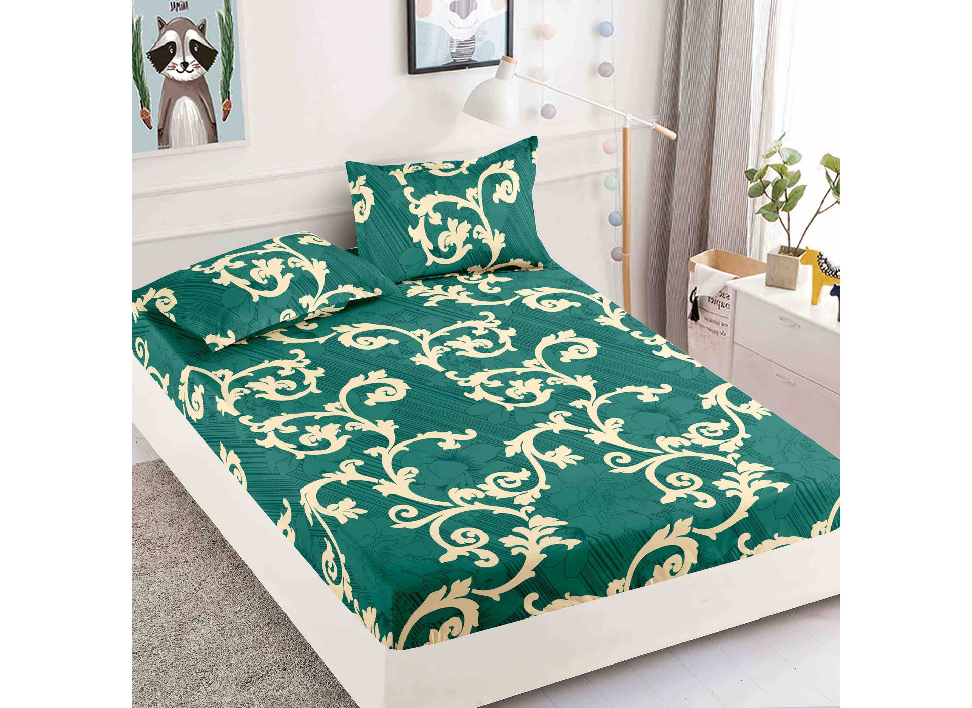 Husa de pat cu elastic pentru saltea + 2 fete de perna HFJ329