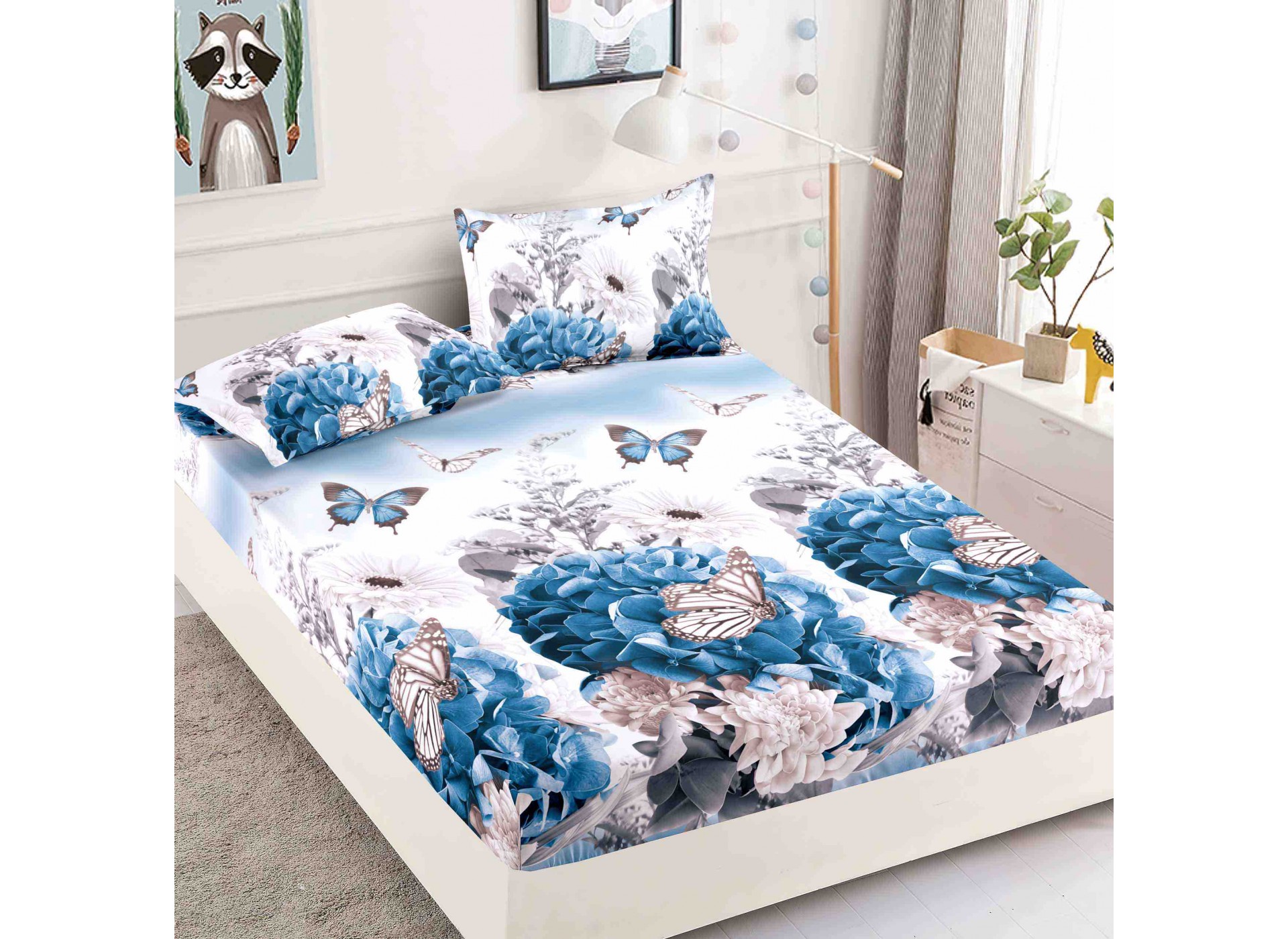 Husa de pat cu elastic pentru saltea + 2 fete de perna HFJ334