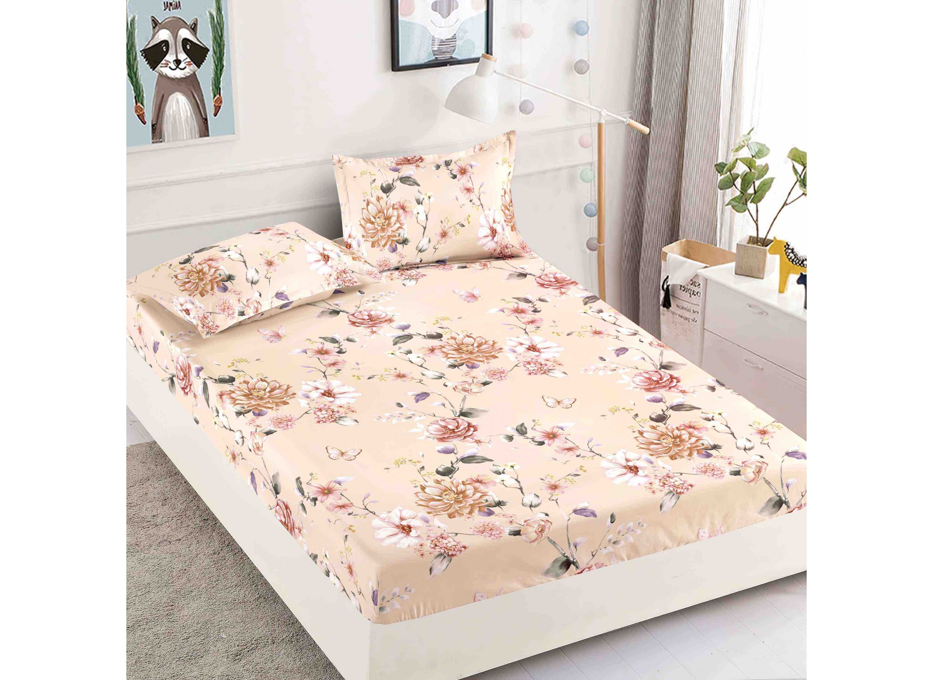 Husa de pat cu elastic pentru saltea + 2 fete de perna HFJ335