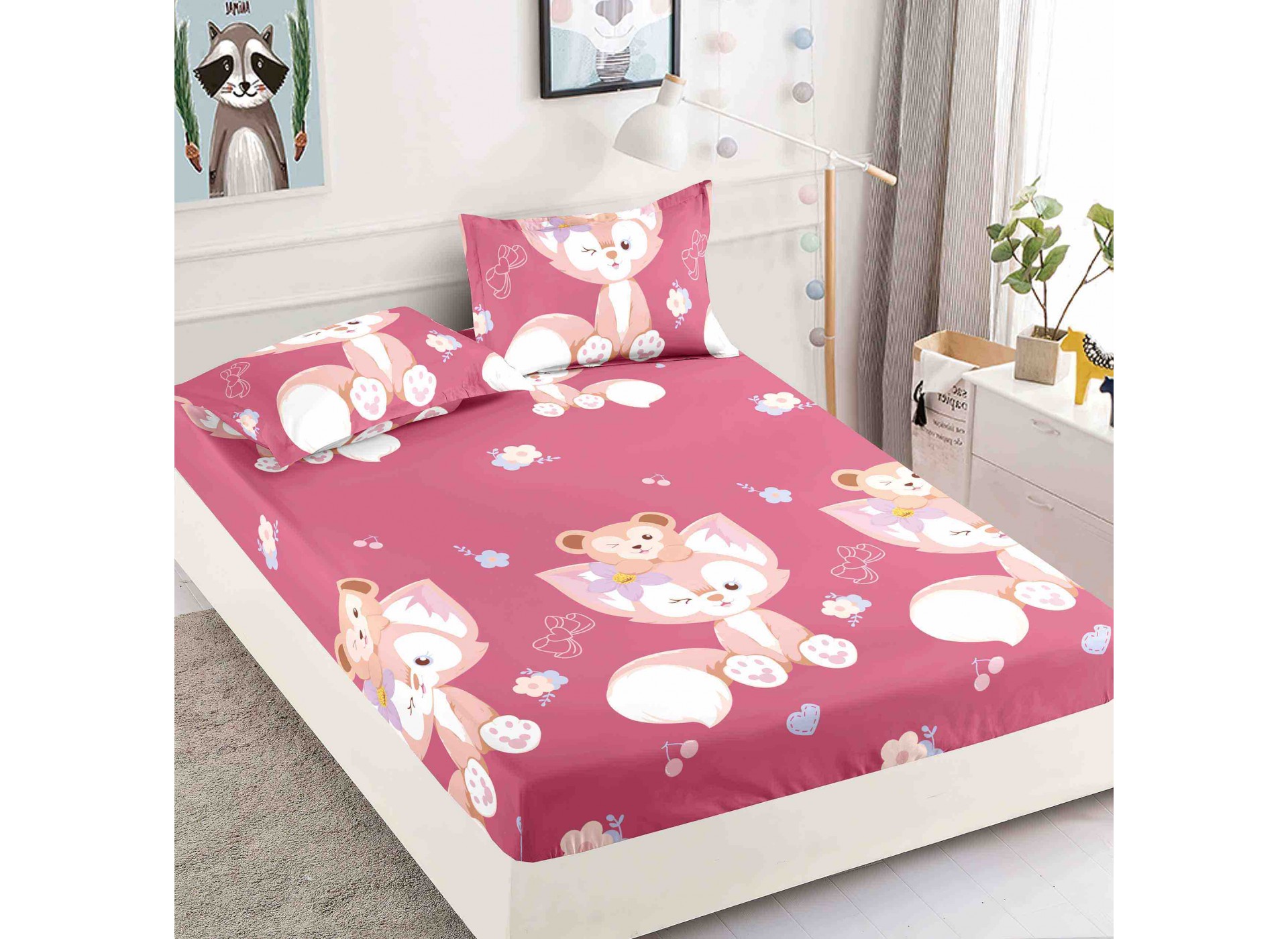 Husa de pat cu elastic pentru saltea + 2 fete de perna HFJ338