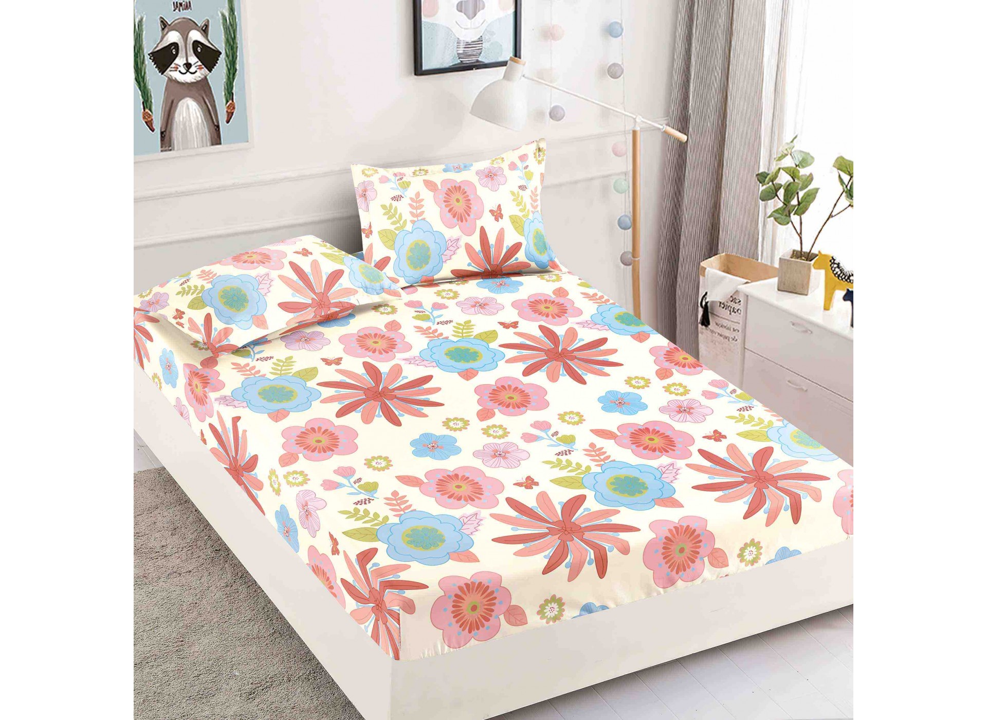 Husa de pat cu elastic pentru saltea + 2 fete de perna HFJ344