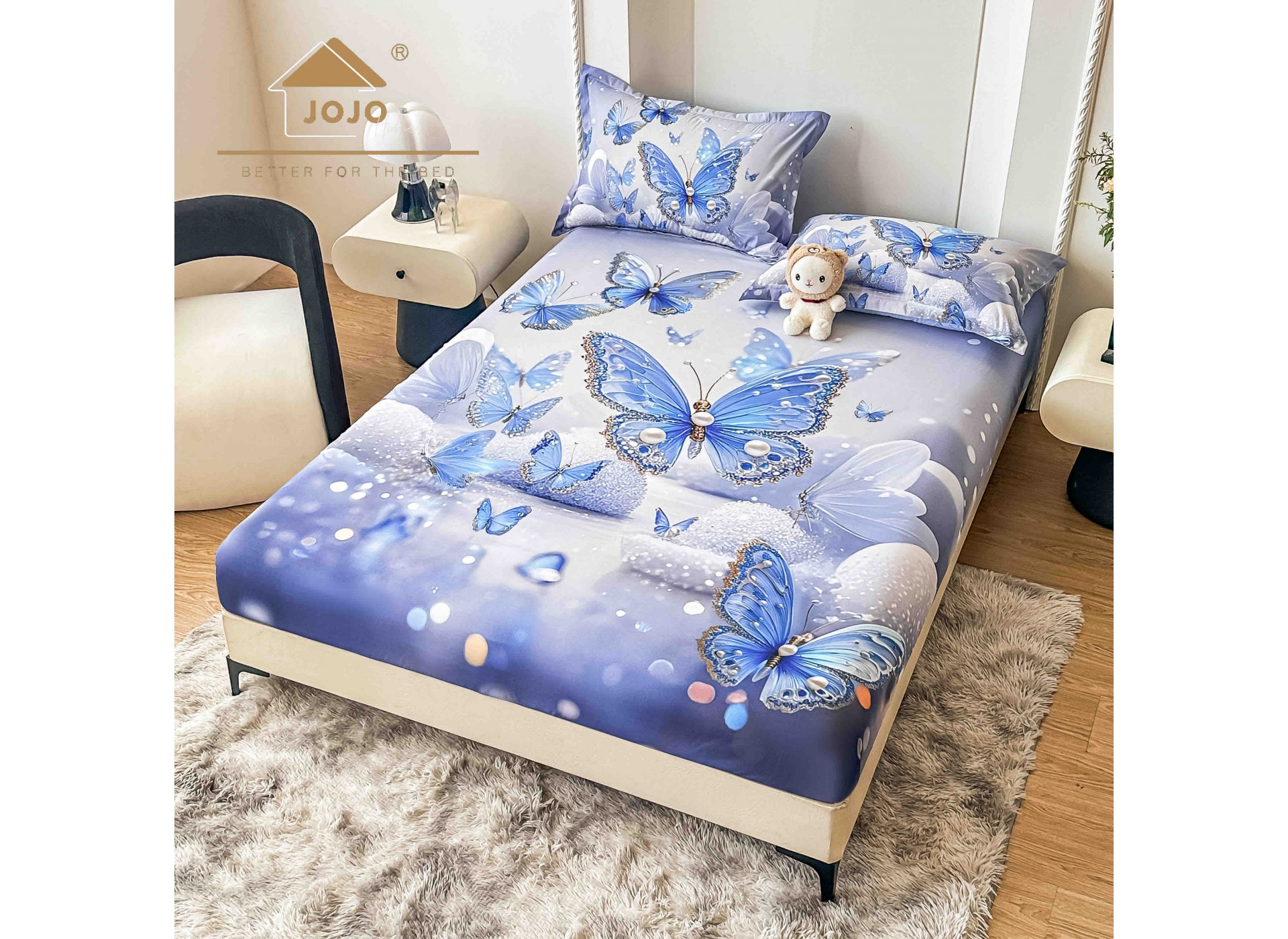 Husa de pat 5D cu elastic pentru saltea + 2 fete de perna HFJ520