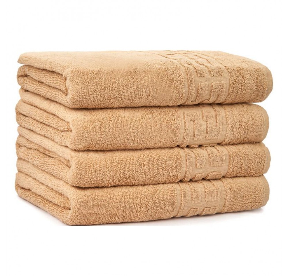 Pachet 4 prosoape baie– Greek Border, 50×90 cm, 100% bumbac BEJ