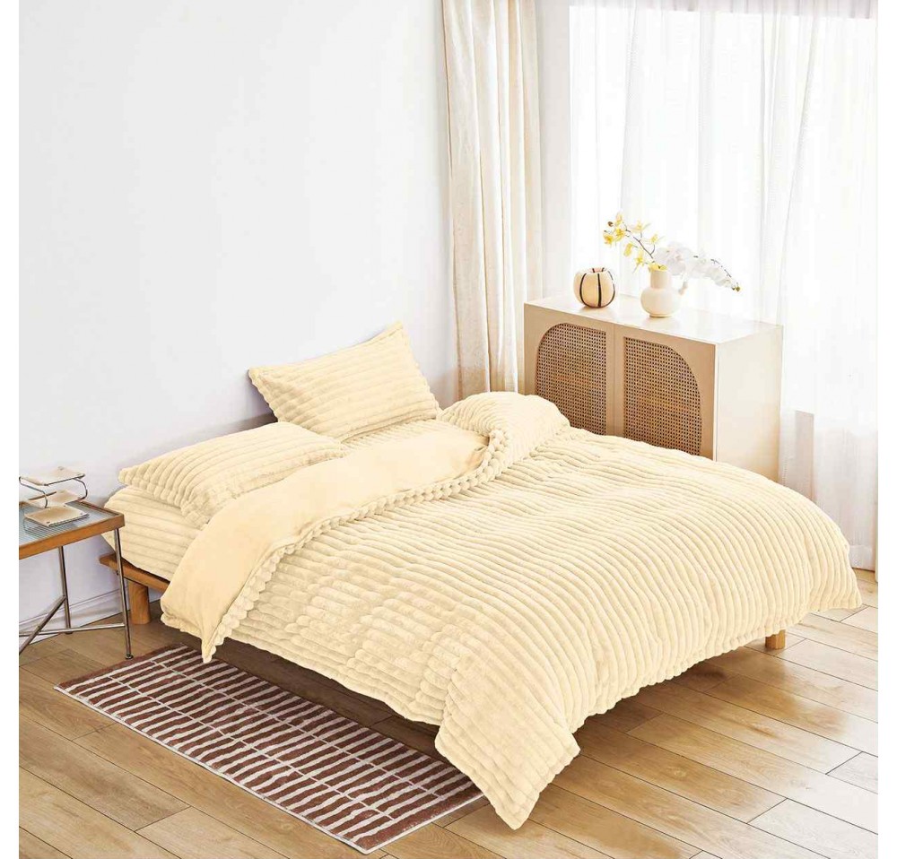 Lenjerie de pat pufoasa Cocolino,model dungi,4 piese - CD206