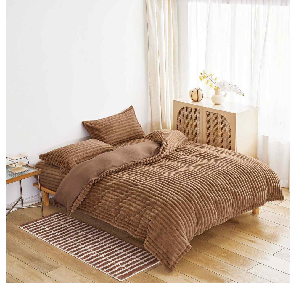 Lenjerie de pat pufoasa Cocolino,model dungi,4 piese - CD207