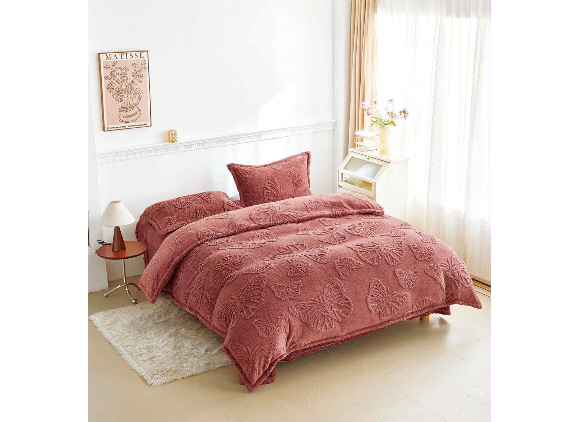 Lenjerie de pat pufoasa Cocolino,model fluture,4 piese - COF301