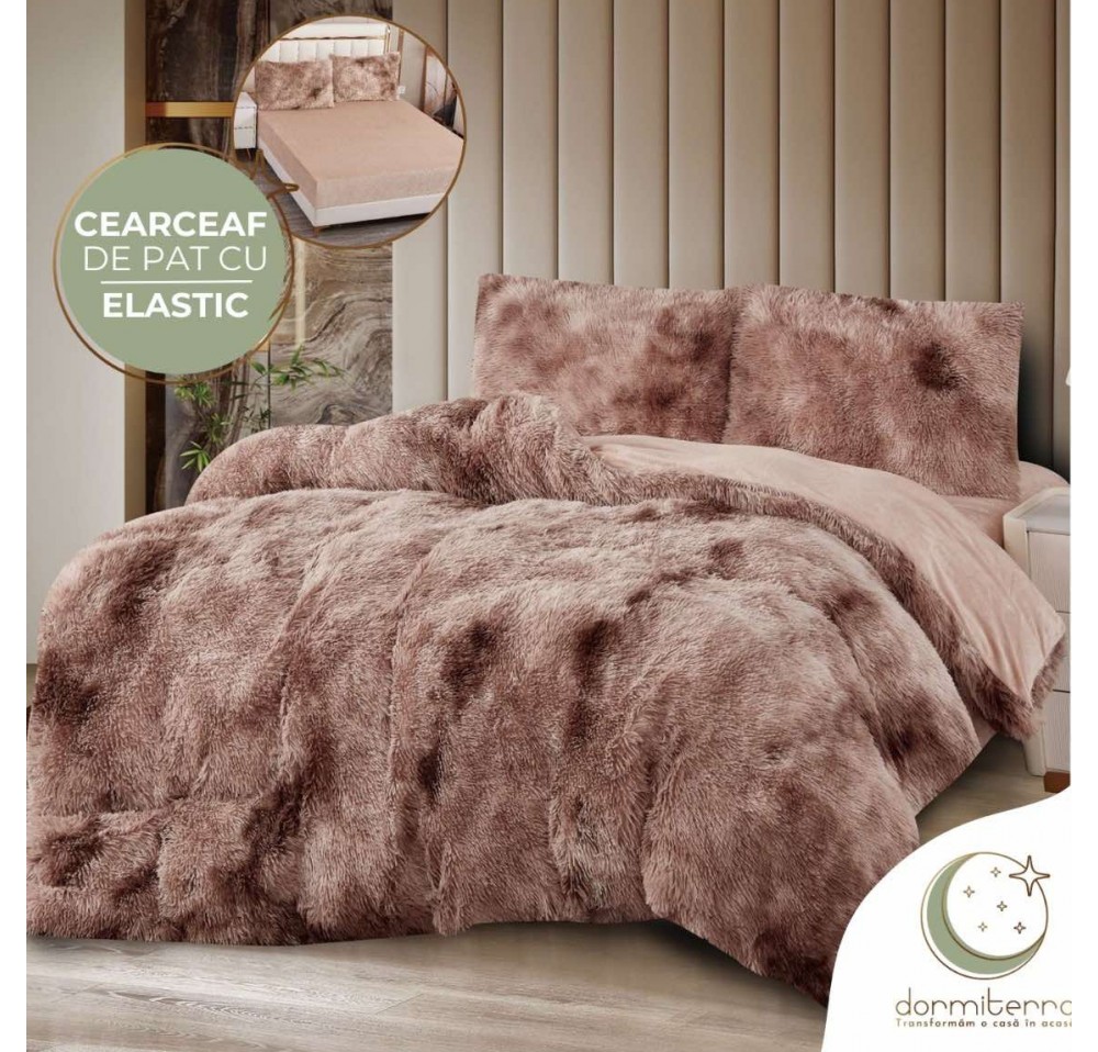 Lenjerie pat super pufoasa Cocolino Fluffy,4 piese,cearceaf elastic - COF013