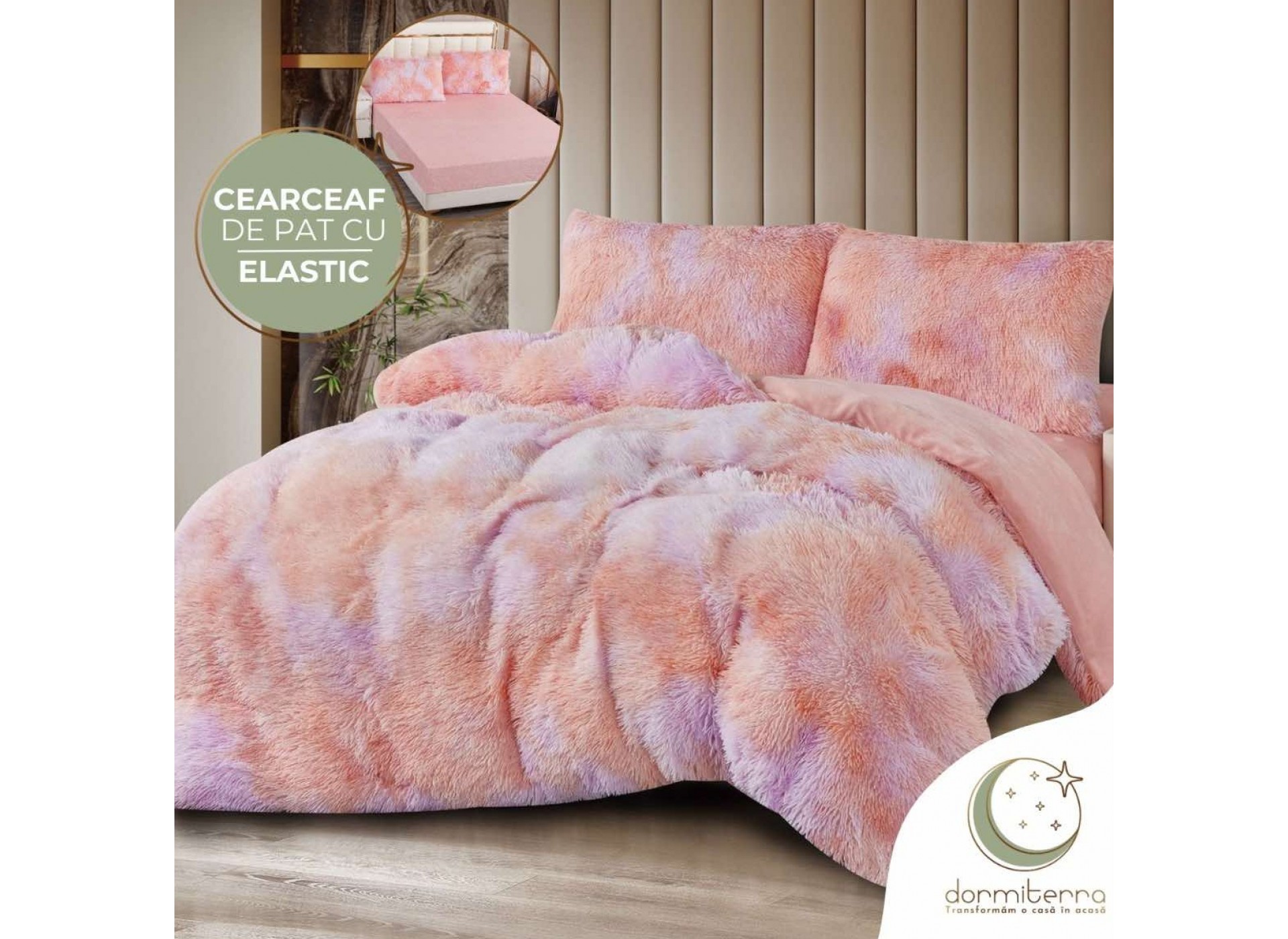 Lenjerie pat super pufoasa Cocolino Fluffy,4 piese,cearceaf elastic - COF05