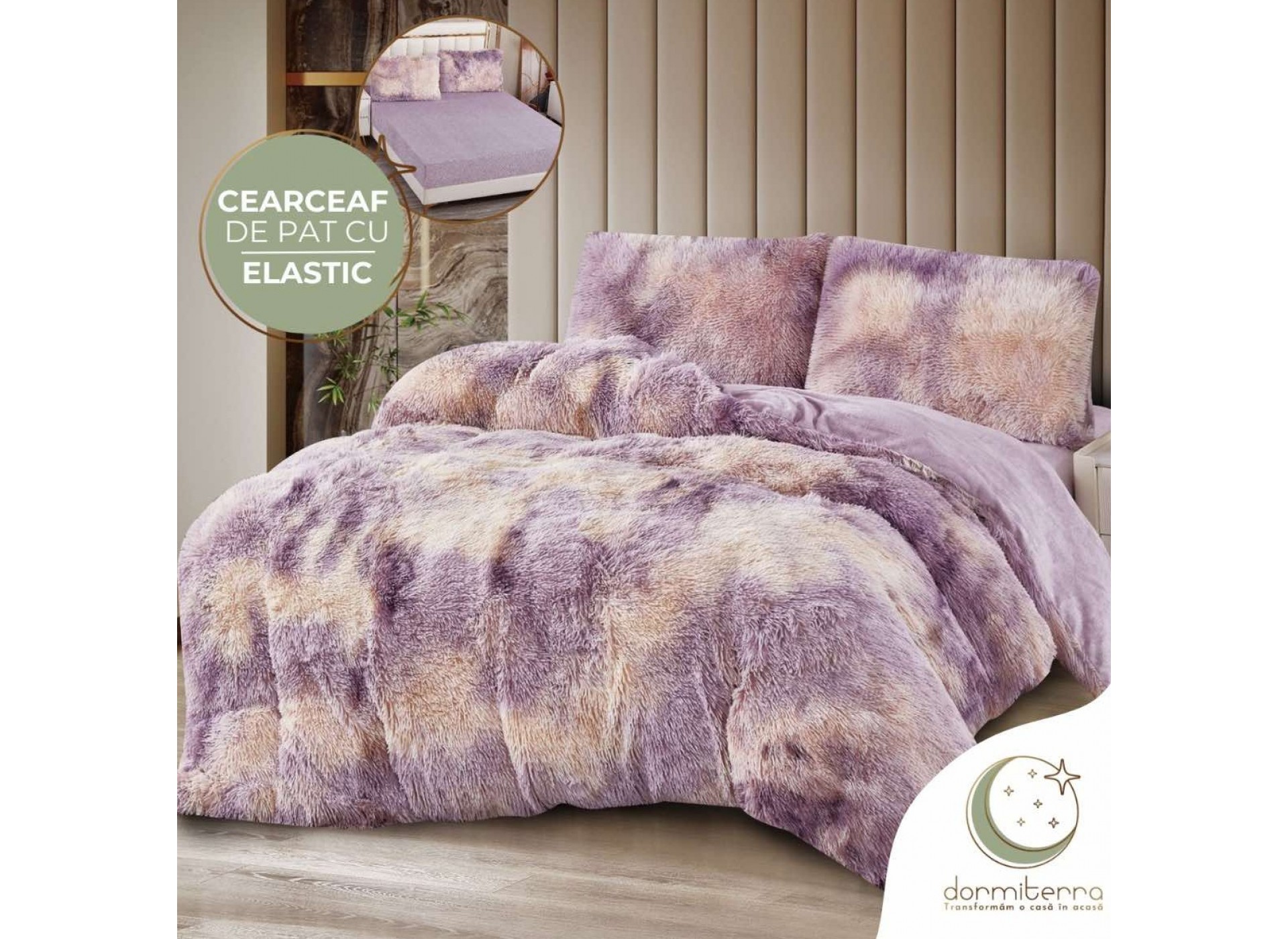 Lenjerie pat super pufoasa Cocolino Fluffy,4 piese,cearceaf elastic - COF08