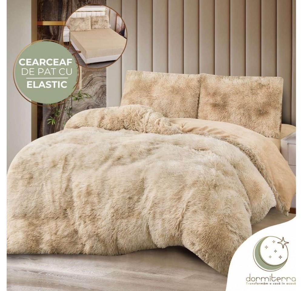 Lenjerie pat super pufoasa Cocolino Fluffy,4 piese,cearceaf elastic - COF09