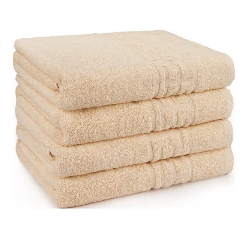 Pachet 4 prosoape baie– Greek Border, 50×90 cm, 100% bumbac CREM