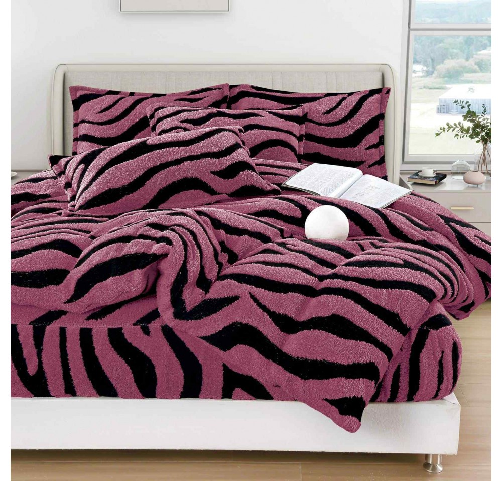Lenjerie de pat pufoasa Cocolino,model zebra,4 piese - CZ004
