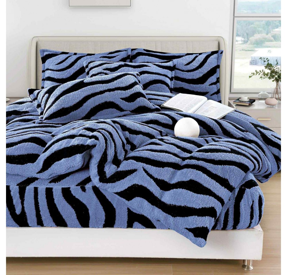 Lenjerie de pat pufoasa Cocolino,model zebra,4 piese - CZ009