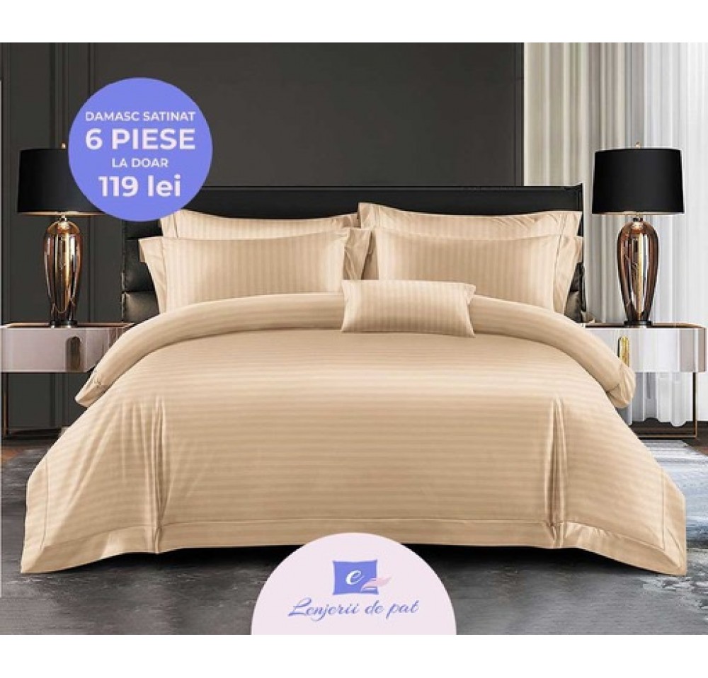 Lenjerie de Lux din Damasc Satinat cu 6 piese DSY002