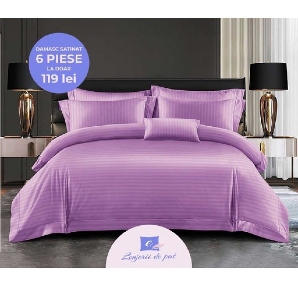 Lenjerie de Lux din Damasc Satinat cu 6 piese DSY003