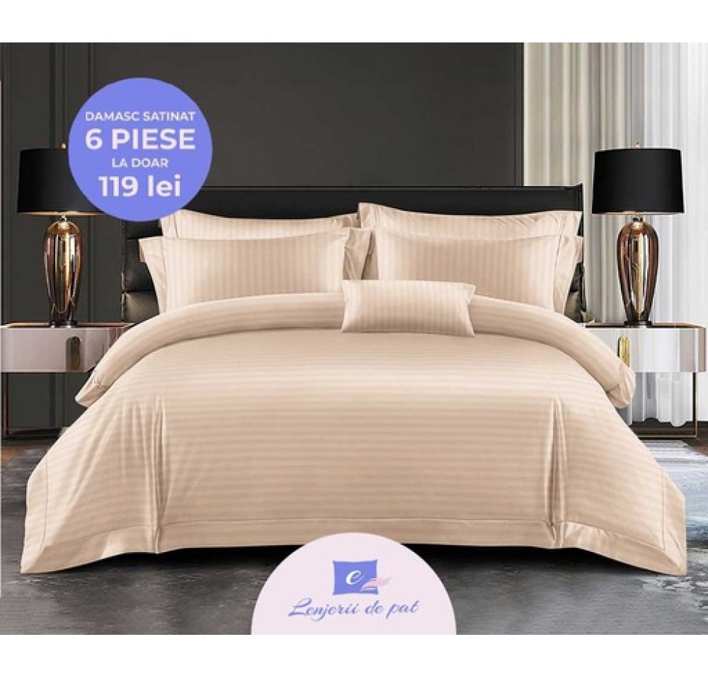 Lenjerie de Lux din Damasc Satinat cu 6 piese DSY005