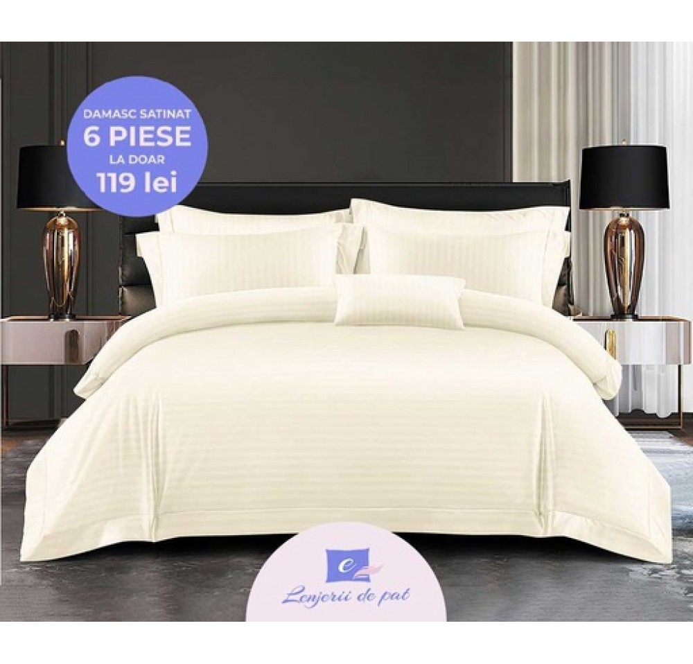 Lenjerie de Lux din Damasc Satinat cu 6 piese DSY006