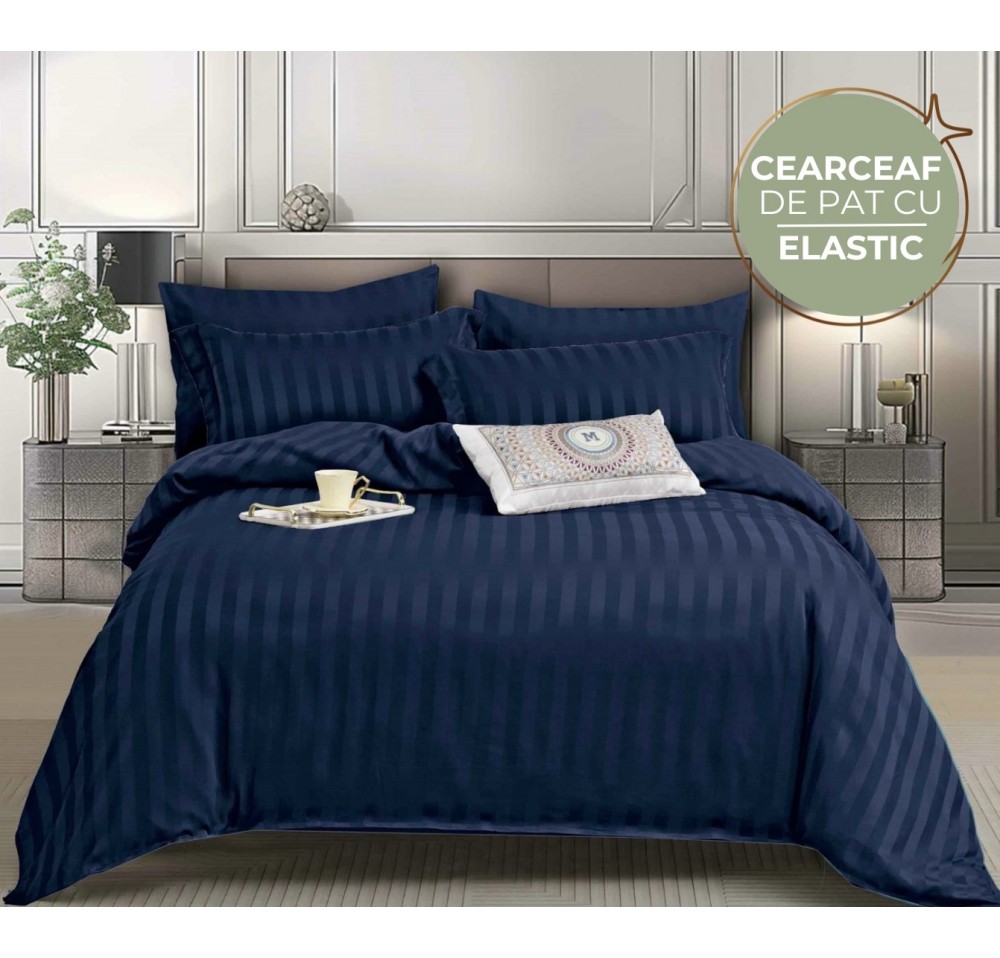 Lenjerie de Lux din Damasc cu 6 piese - CEARCEAF de pat cu ELASTIC DC11