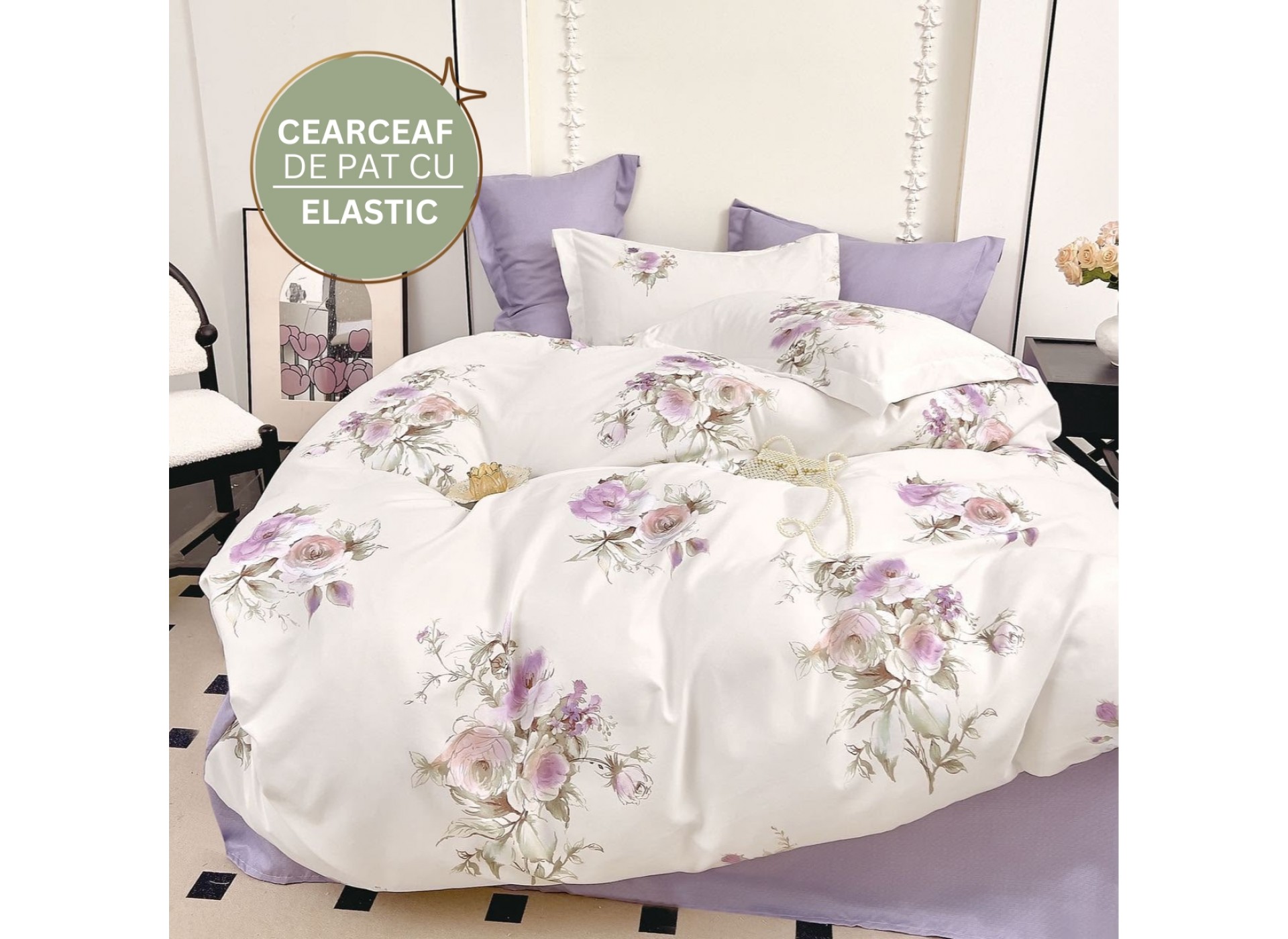 Lenjerie de pat cu Elastic din Finet 6 piese FE017