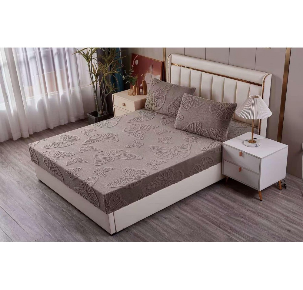 Husa de pat Cocolino cu ELASTIC imprimeu fluturas + 2 Fete de perna  HCF14