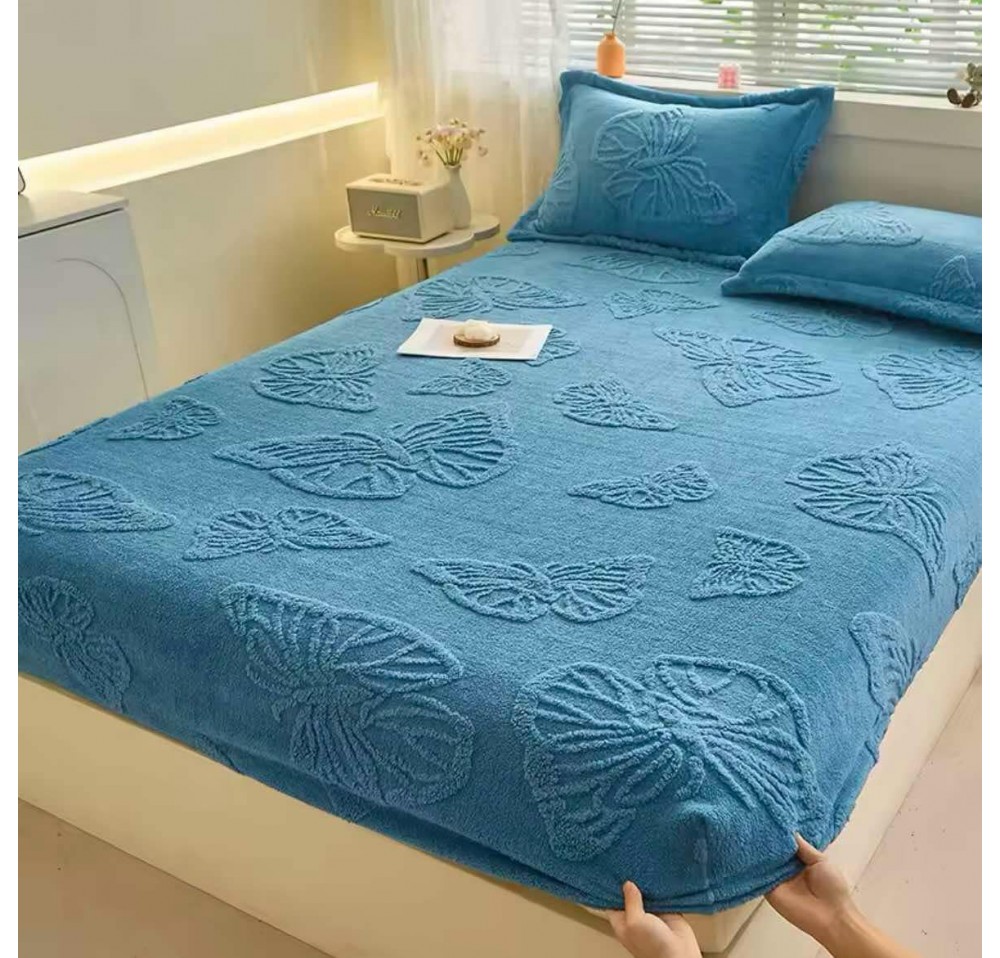 Husa de pat Cocolino cu ELASTIC imprimeu fluturas + 2 Fete de perna  HCF15
