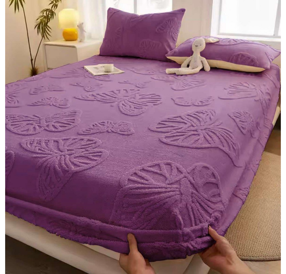 Husa de pat Cocolino cu ELASTIC imprimeu fluturas + 2 Fete de perna  HCF17