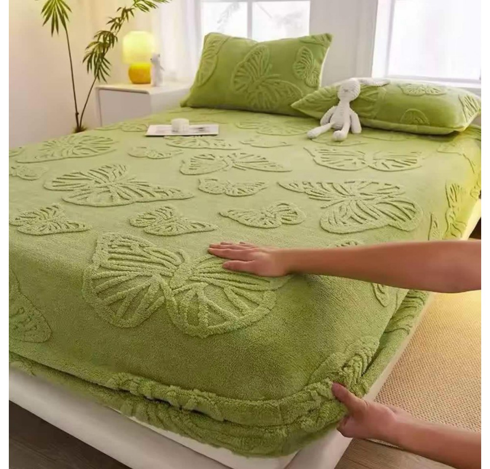 Husa de pat Cocolino cu ELASTIC imprimeu fluturas + 2 Fete de perna  HCF4