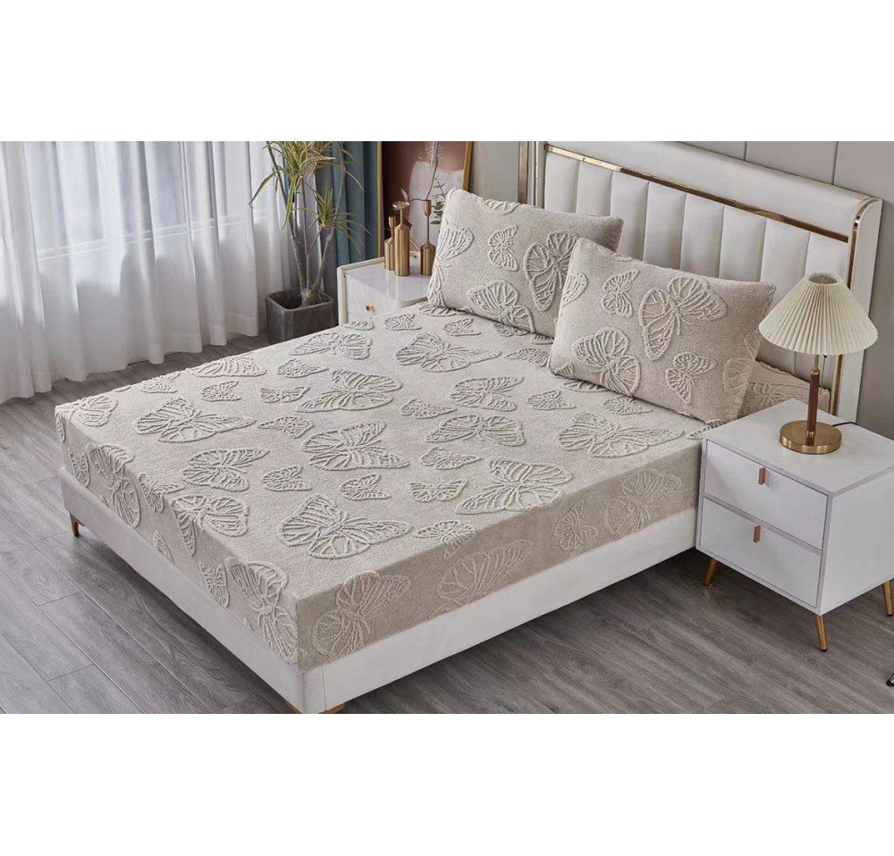 Husa de pat Cocolino cu ELASTIC imprimeu fluturas + 2 Fete de perna  HCF6