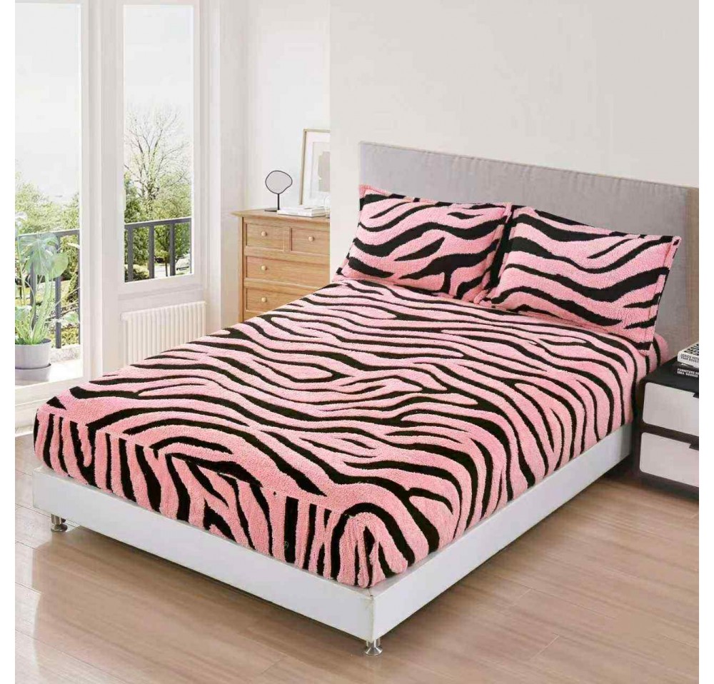 Husa de pat Cocolino cu ELASTIC model zebra + 2 Fete de perna  HCZ010