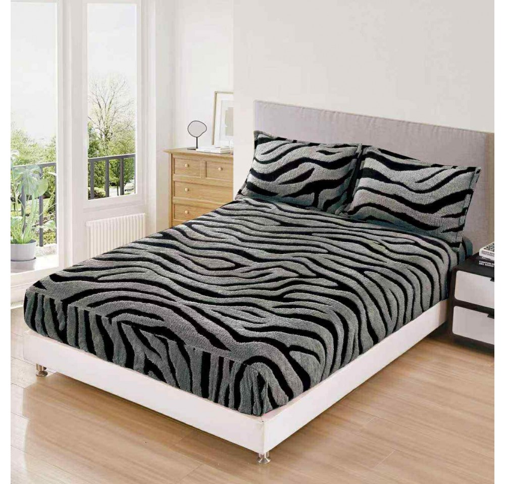 Husa de pat Cocolino cu ELASTIC model zebra + 2 Fete de perna  HCZ011