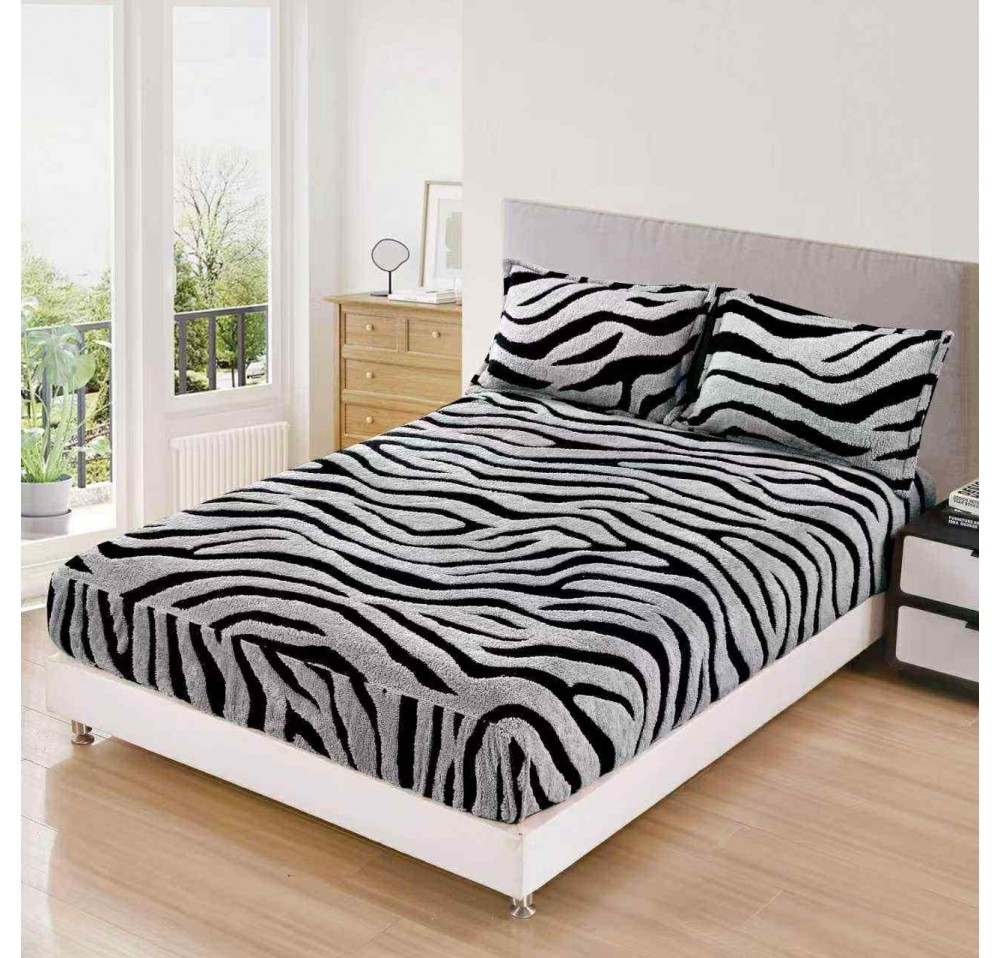 Husa de pat Cocolino cu ELASTIC model zebra + 2 Fete de perna  HCZ02