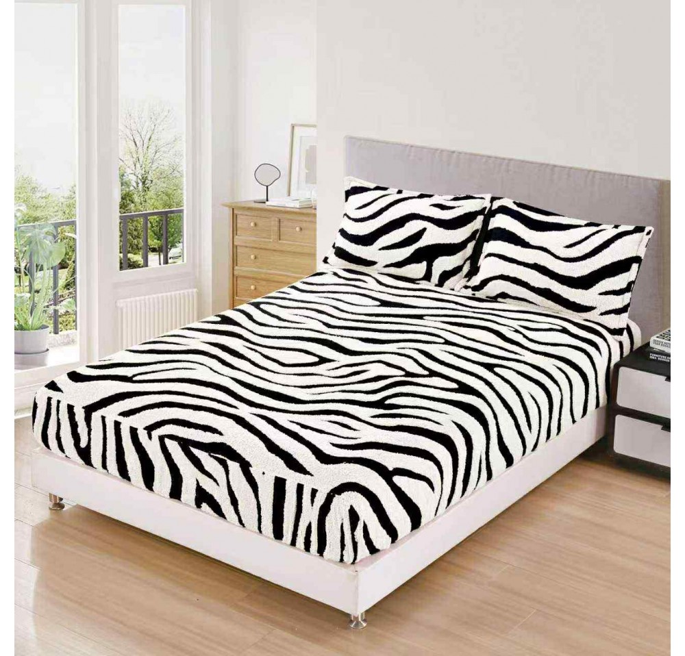 Husa de pat Cocolino cu ELASTIC model zebra + 2 Fete de perna  HCZ05