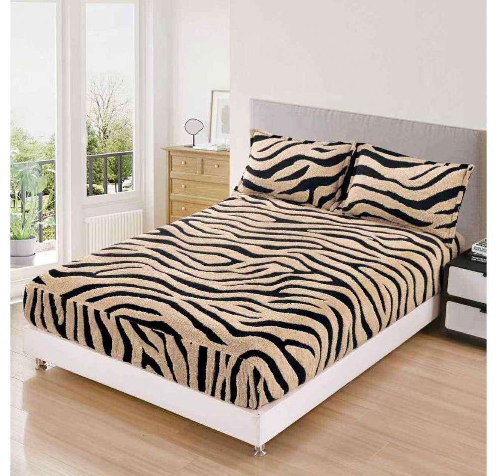 Husa de pat Cocolino cu ELASTIC model zebra + 2 Fete de perna  HCZ09