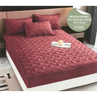 Husă de Pat din Catifea Tip Topper + 2 fețe de pernă incluse HT002