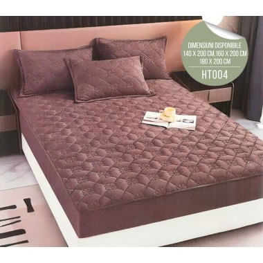 Husă de Pat din Catifea Tip Topper + 2 fețe de pernă incluse HT004