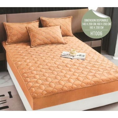 Husă de Pat din Catifea Tip Topper + 2 fețe de pernă incluse HT006