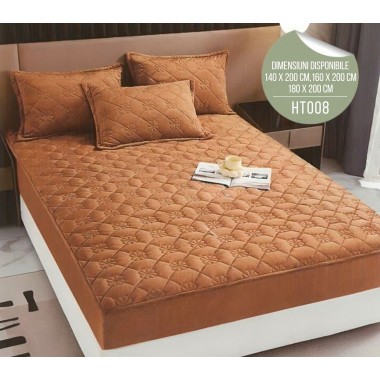 Husă de Pat din Catifea Tip Topper + 2 fețe de pernă incluse HT008
