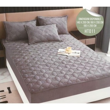 Husă de Pat din Catifea Tip Topper + 2 fețe de pernă incluse HT011