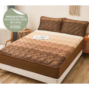 Husă de Pat din Catifea Tip Topper + 2 fețe de pernă incluse HTI005