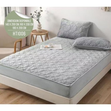 Husă de Pat din Catifea Tip Topper + 2 fețe de pernă incluse HTI006