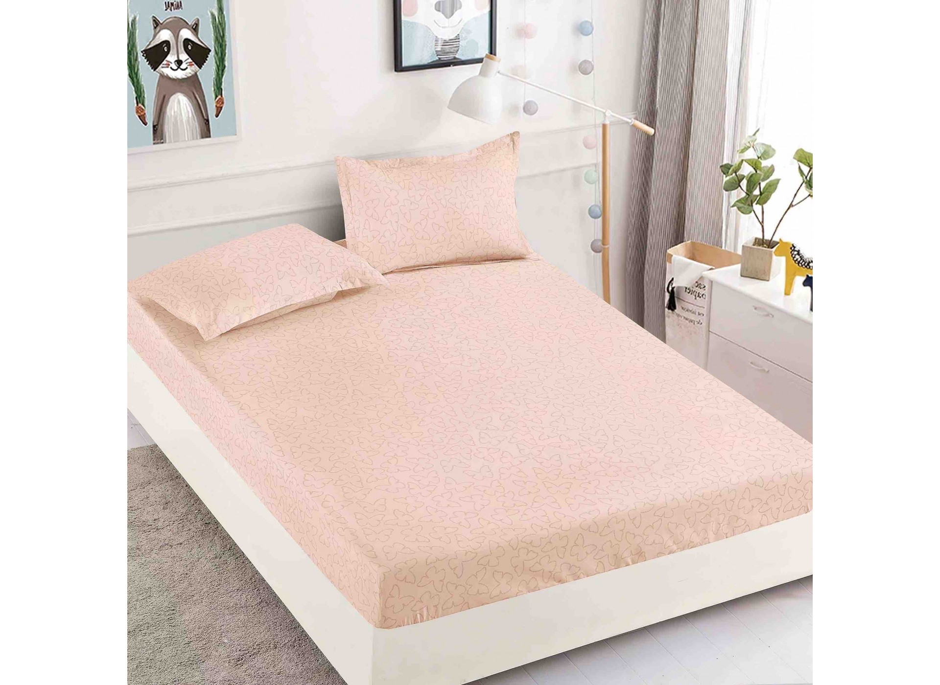 Husa de pat cu elastic pentru saltea + 2 fete de perna HFJ348