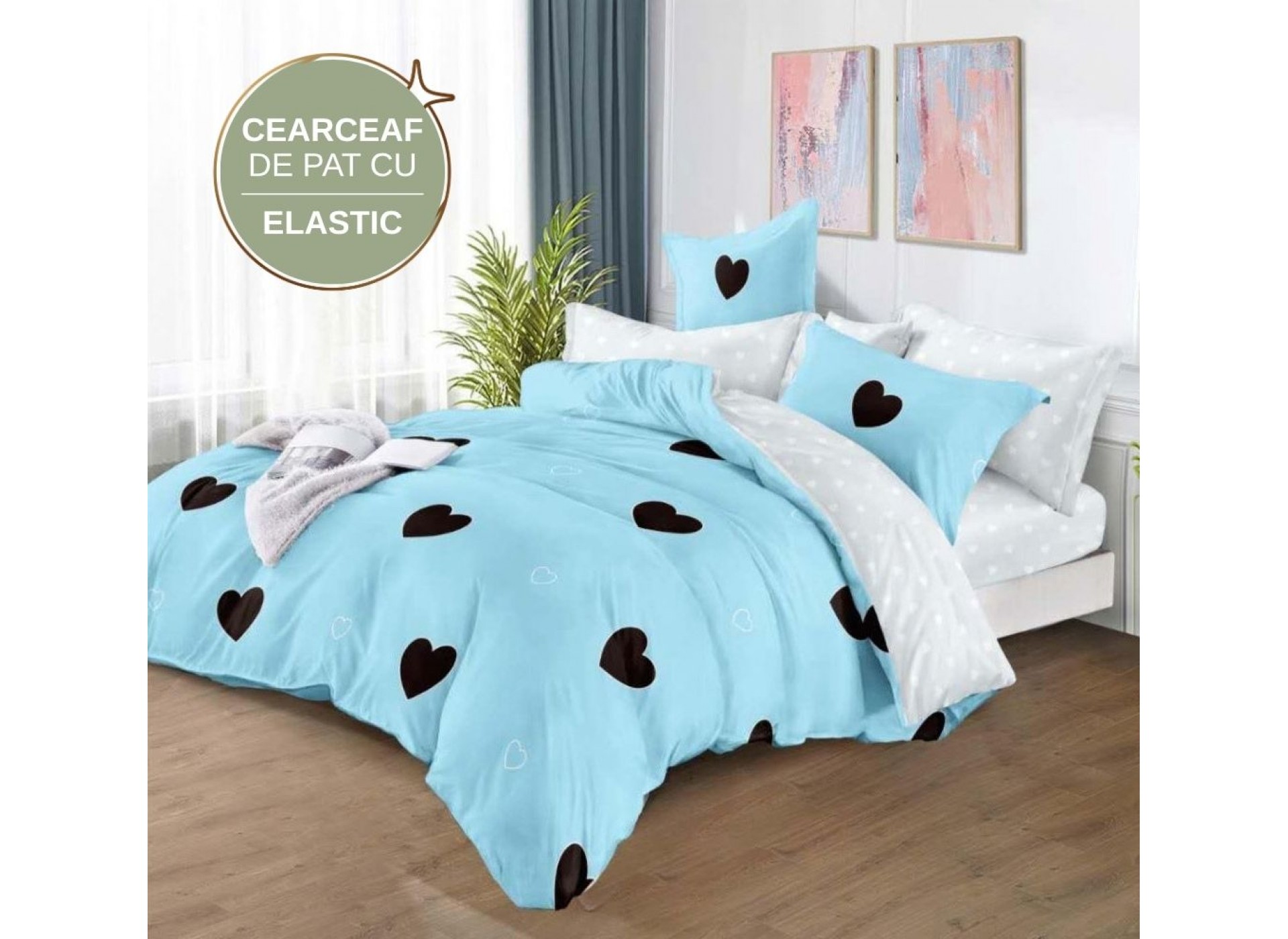 Lenjerie de pat cu Elastic din Finet 6 piese LEC001