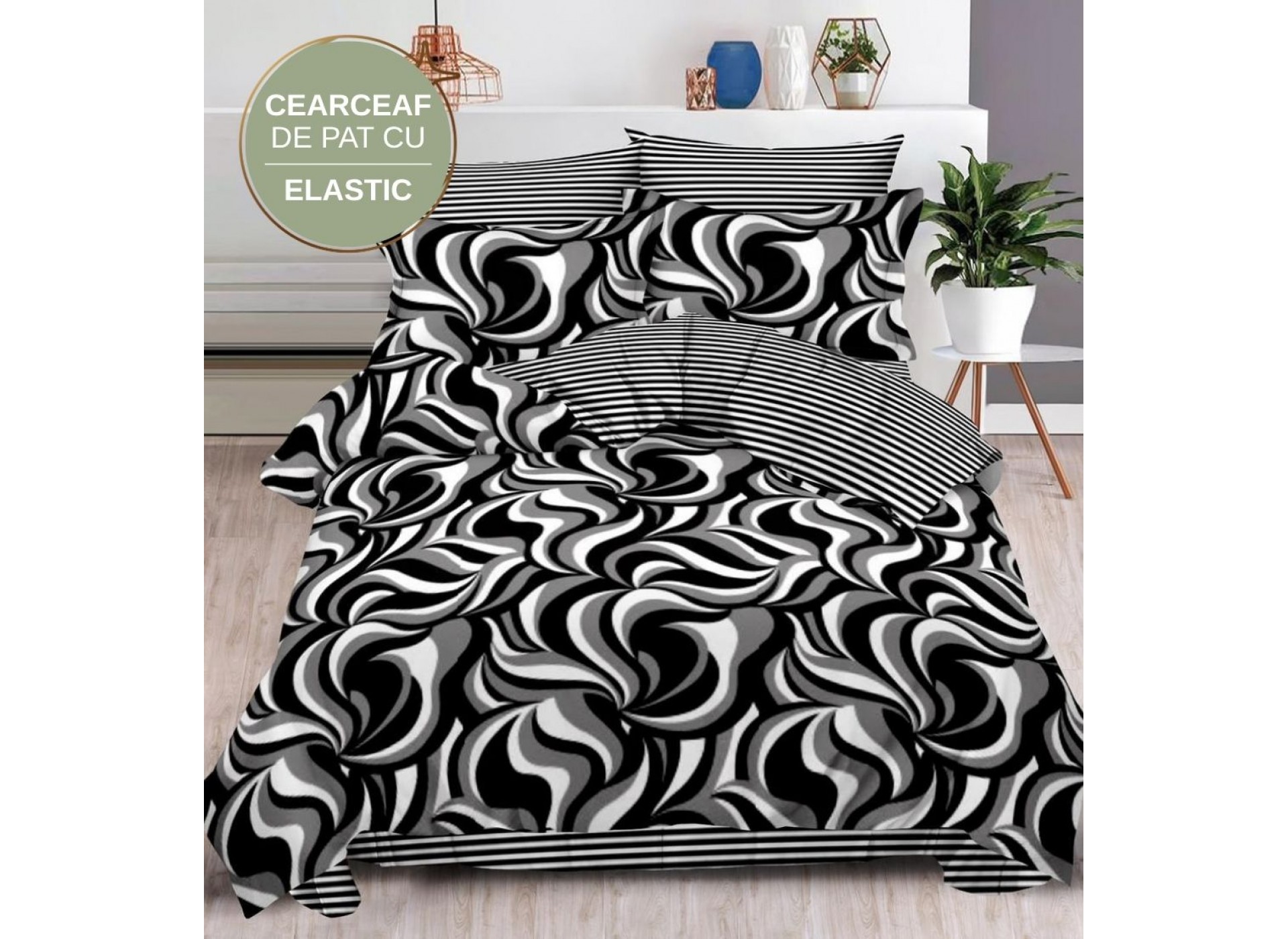 Lenjerie de pat cu Elastic din Finet 6 piese LEC007