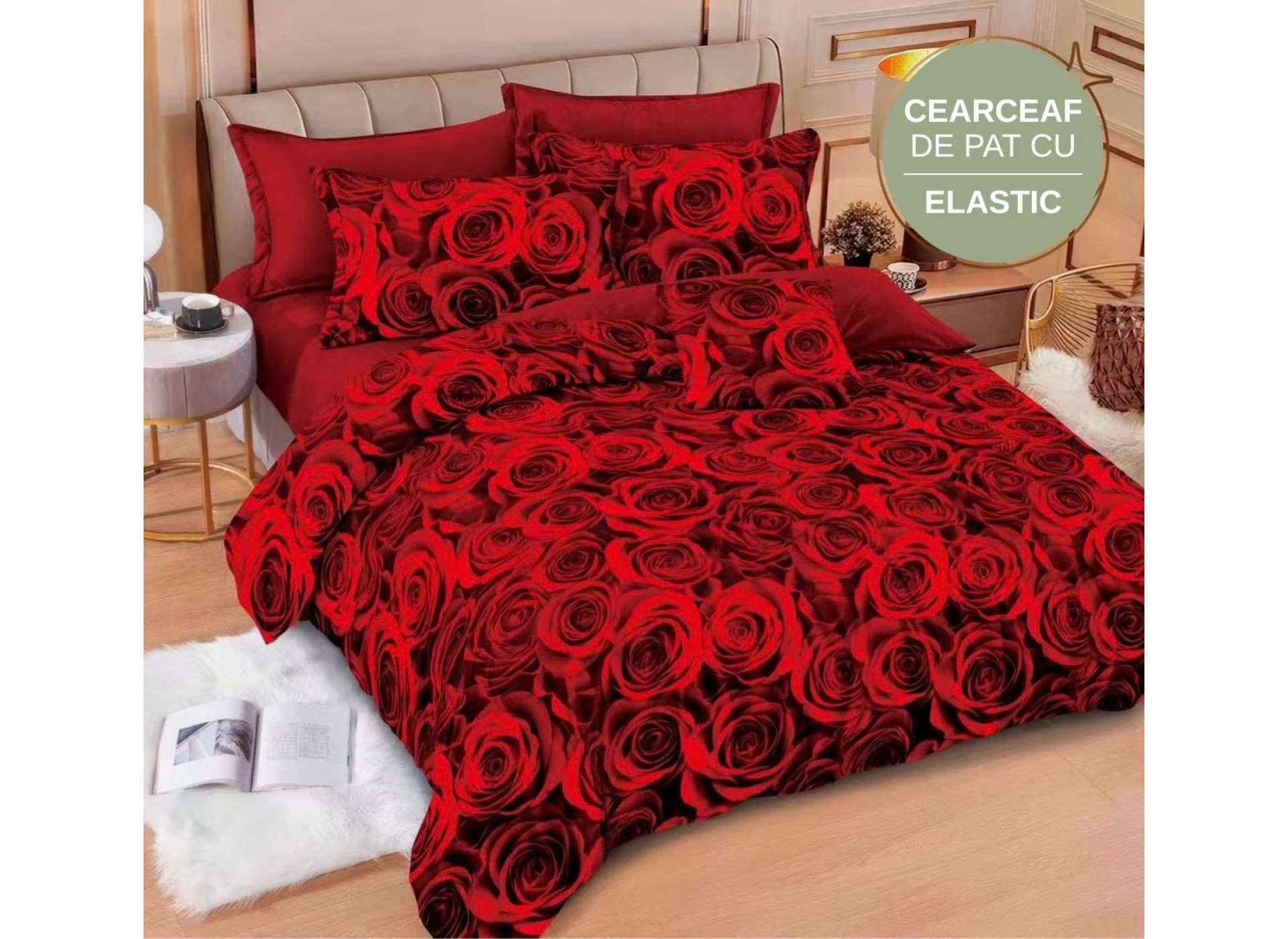 Lenjerie de pat cu Elastic din Finet 6 piese LEC083