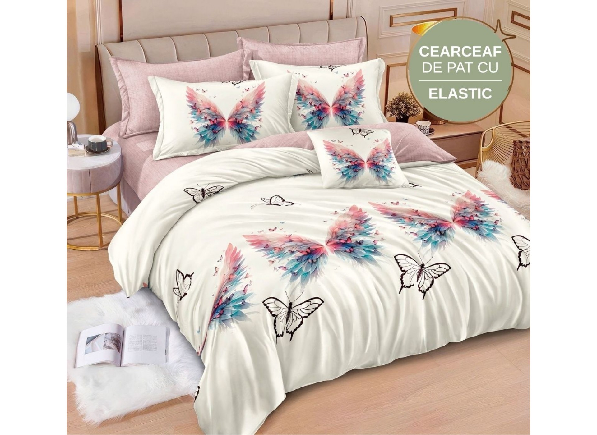 Lenjerie de pat cu Elastic din Finet 6 piese LEC091