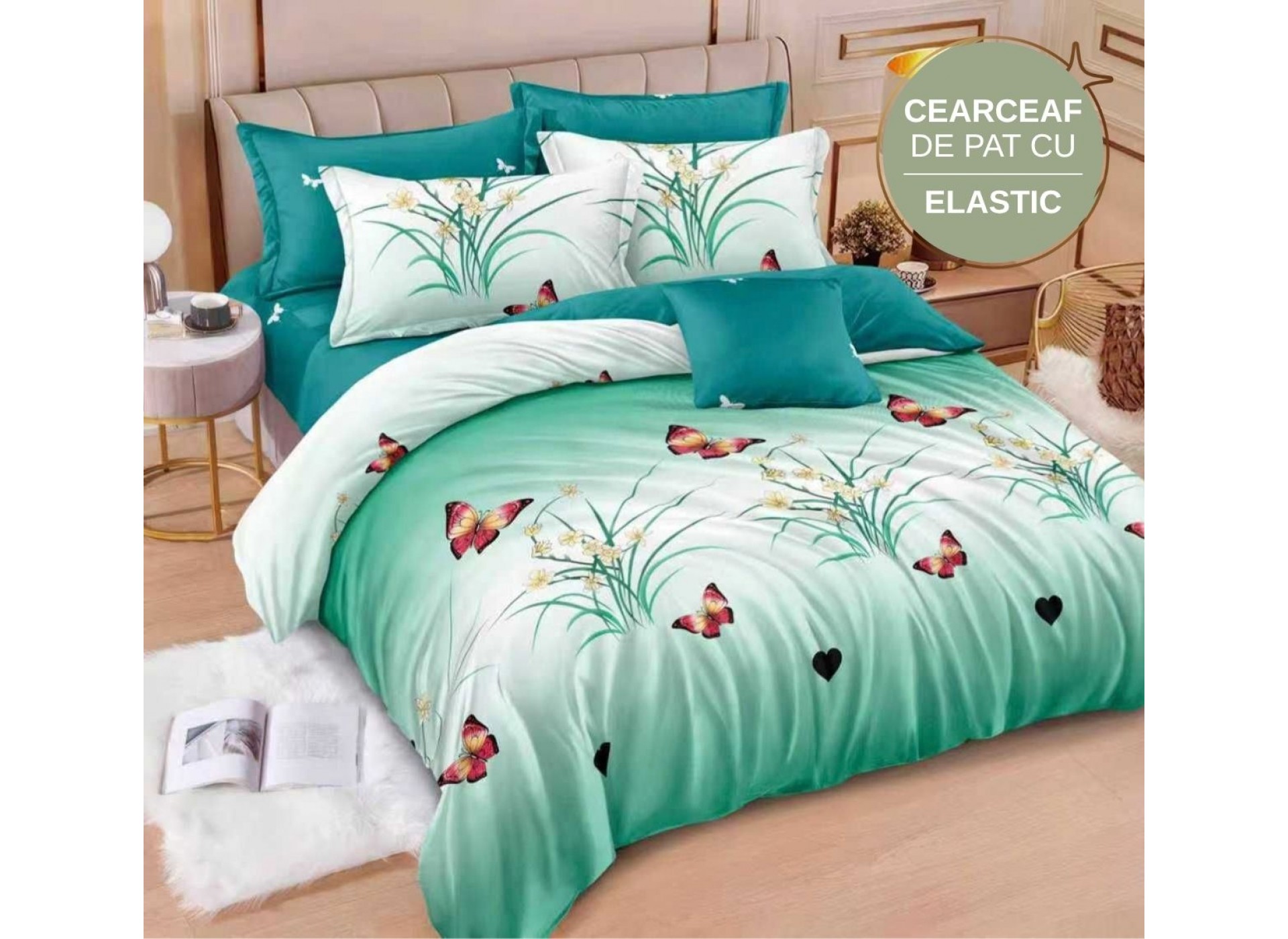 Lenjerie de pat cu Elastic din Finet 6 piese LEC093