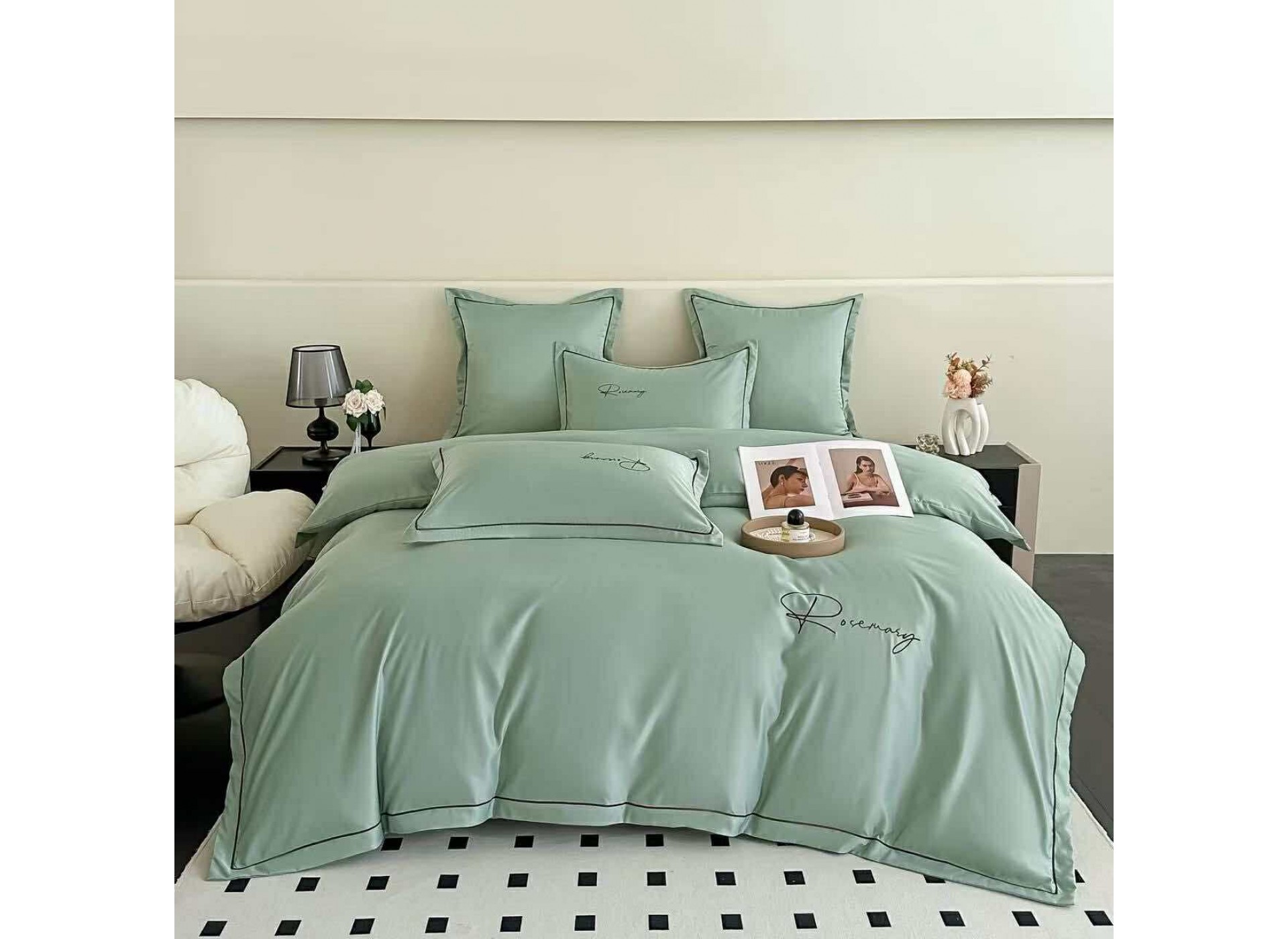 Lenjerie Lux Bumbac fin cu Broderie 6 piese - LX004
