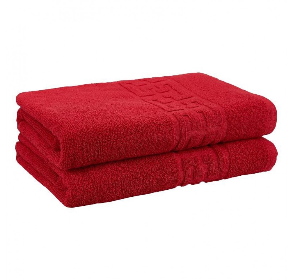 Pachet 2 prosoape baie – Greek Border, 70×140 cm, 100% bumbac ROSU