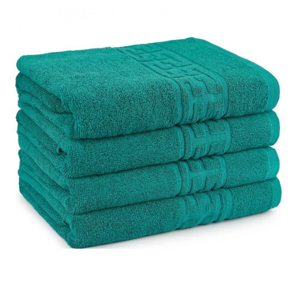 Pachet 4 prosoape baie– Greek Border, 50×90 cm, 100% bumbac VERDE